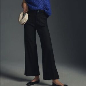 Maeve by Anthropologie Black Wide-Leg  Linen Cropped Women’s Pant- The Colette